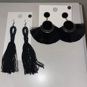 Bundle of Forever 21 fringe black earrings